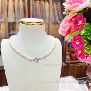 Choker Ngọc Trai Gạo size 5ly - Bạc Ý S925 phủ bạch kim cao cấp