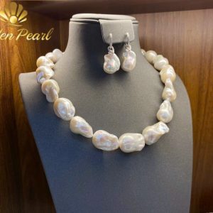 Set vòng cổ và bông tai ngọc trai Baroque